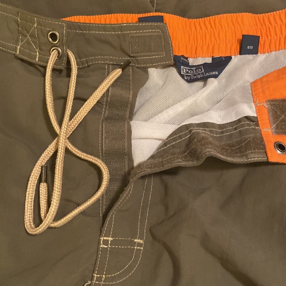 Men’s 3XL Olive w Orange accents and tan piping Polo by Ralph Lauren swim trunks - Picture 12 of 12